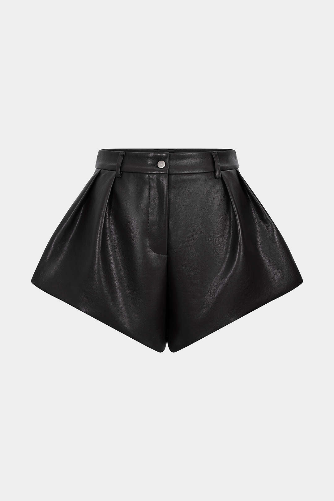 Faux Leather Pleated Shorts