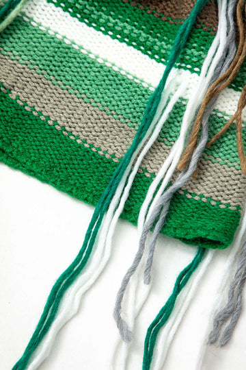 Contrast Stripe Tassel Crop Knit Top