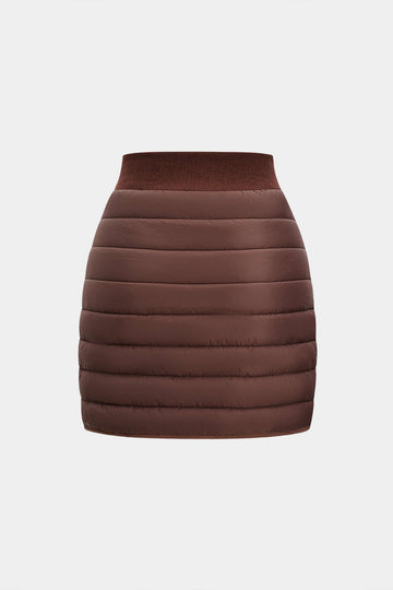 Patchwork Quilted Zipper A-Line Skirt