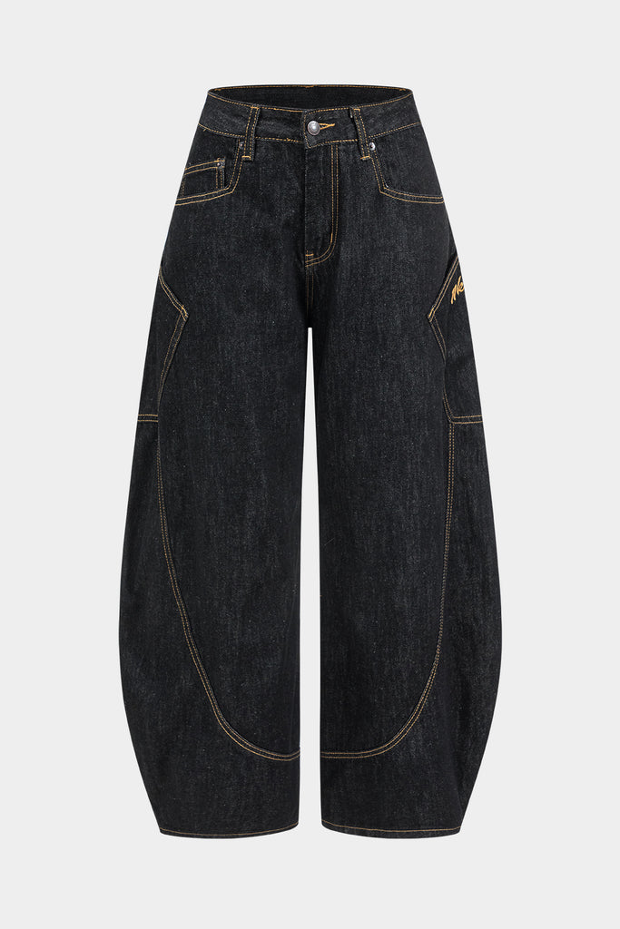 Washed Wide Leg Barrel Jeans - decent-life