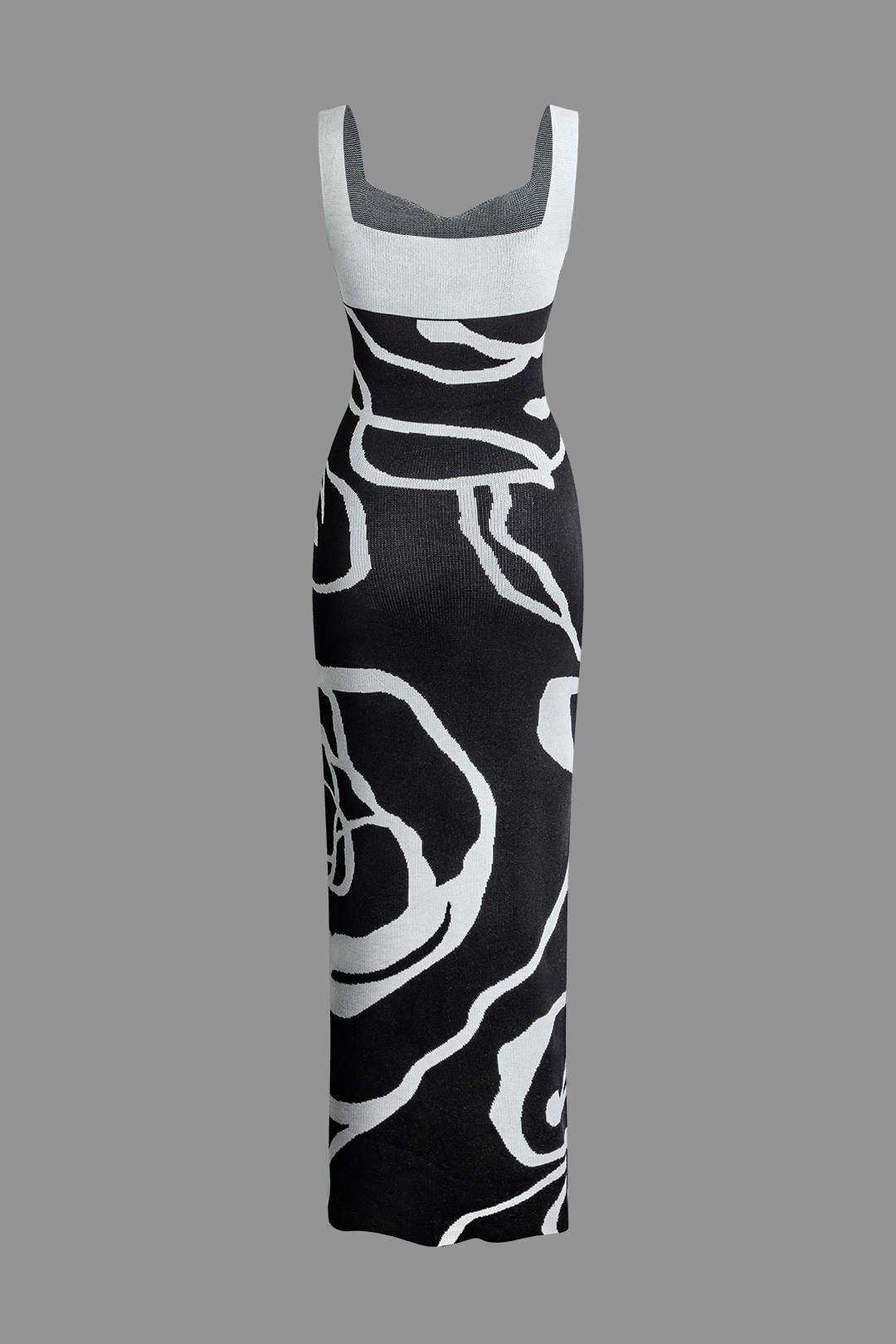 Contrast Line Pattern Knit Sleeveless Maxi Dress