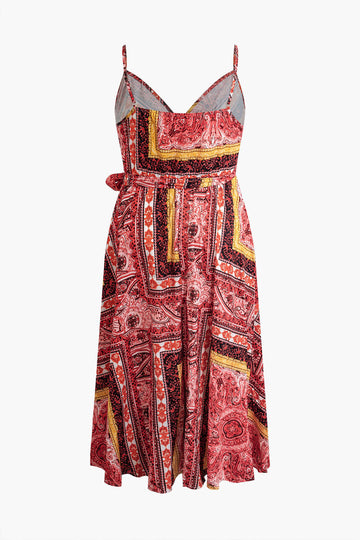 Plus Size Bohemian Print Wrap Maxi Dress