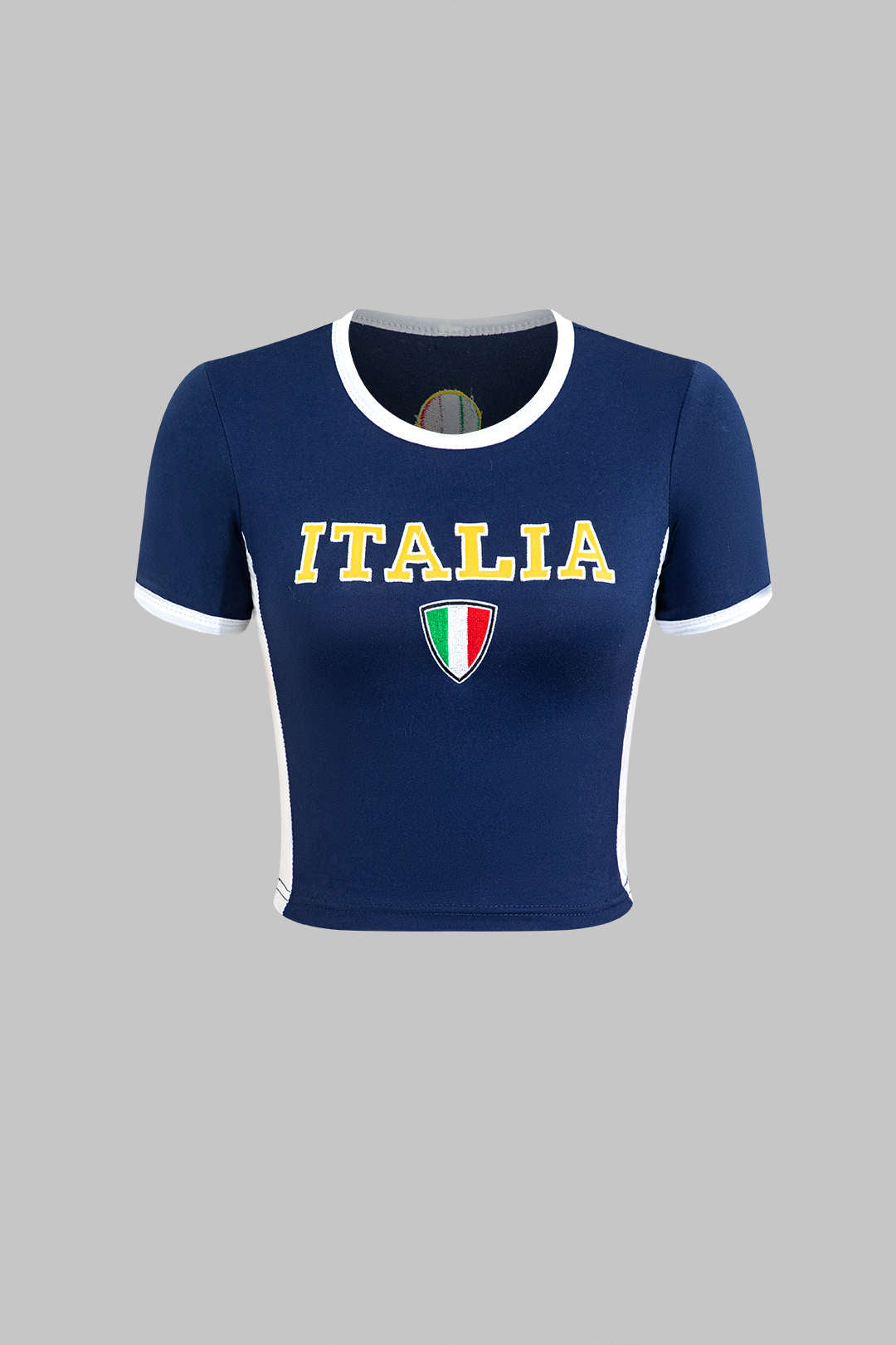 Italia Letter Hafdery T-shirt