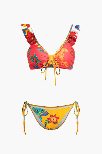Floral Print Bikini Sarong Set
