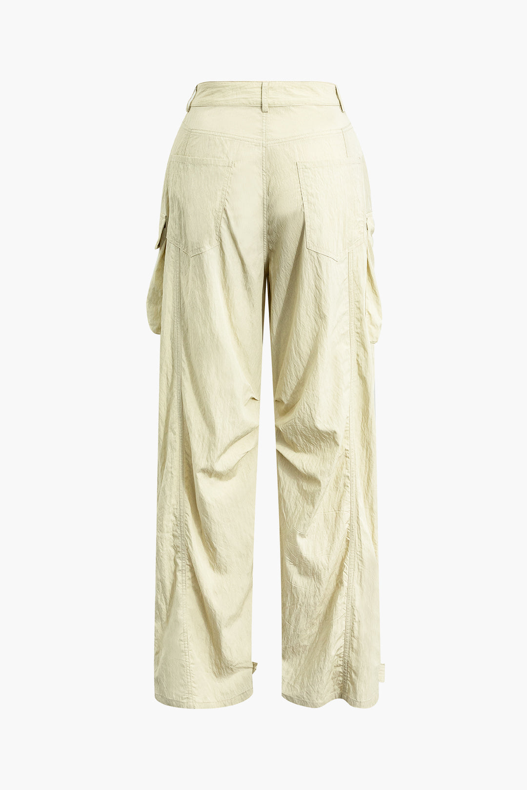 Flap Pocket Belted Ruched Straight Leg Pants