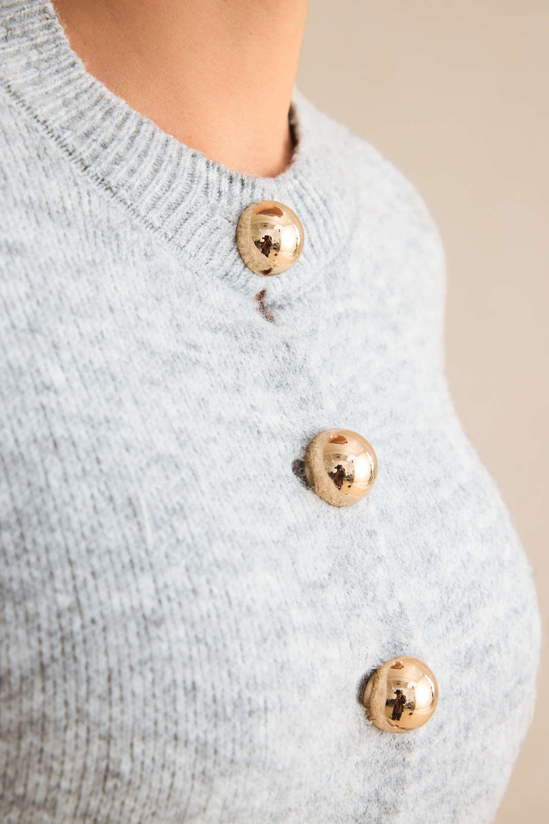 Knit Button Long-Sleeve Top