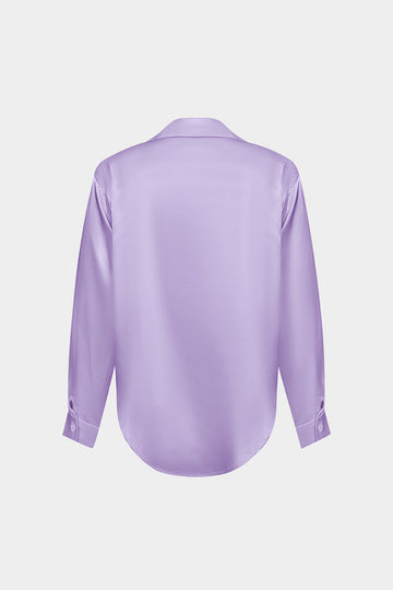 Basic Solid Satin Long-Sleeve Shirt