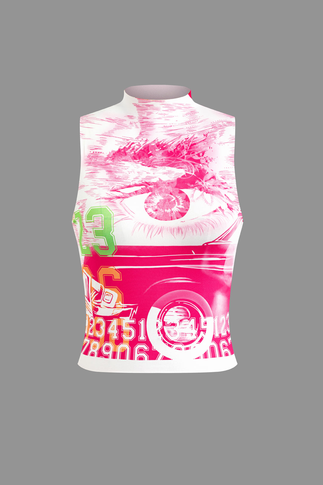 Abstract Graphic Mock Neck Tank Top