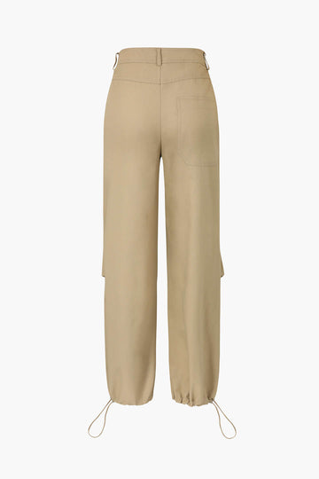 Toggle Ruched Detail Straight Leg Cargo Pant