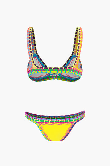 Contrast Crochet Trim Bikini Set