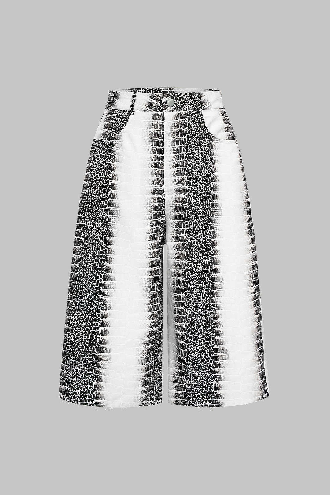 Snake Skin Print Straight Leg Shorts