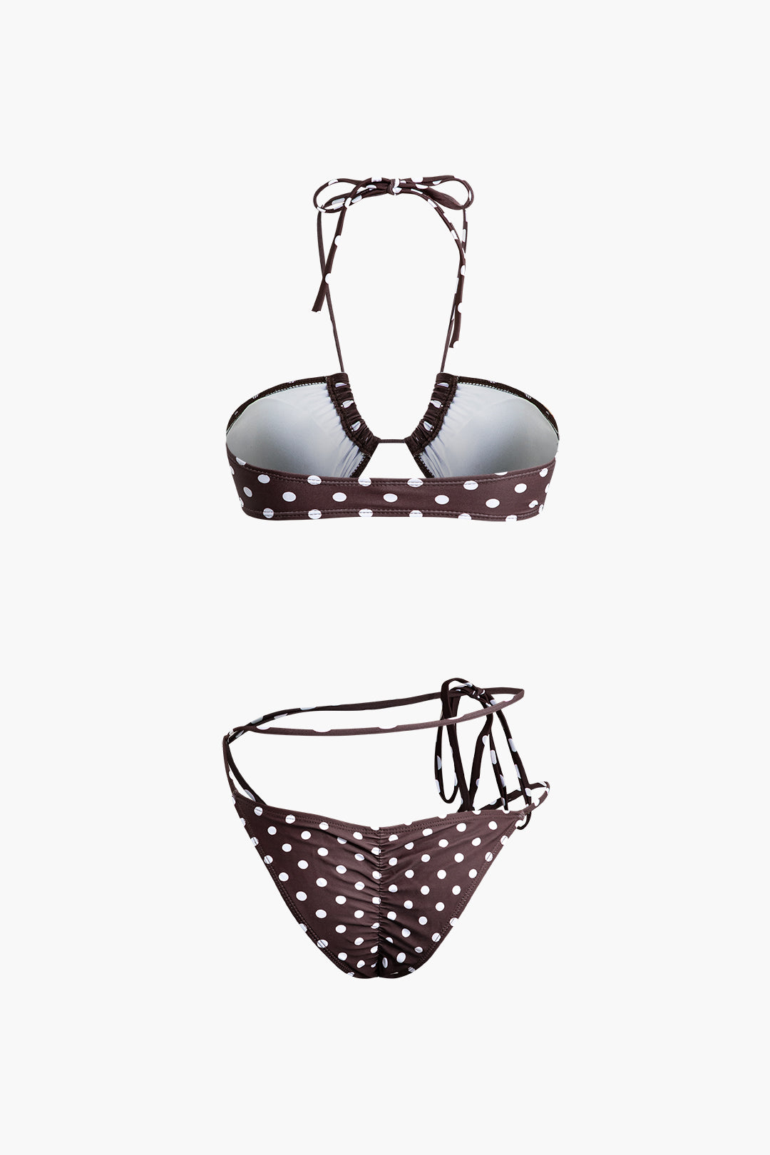 Polka Dot Print Tie Halter Bikini Set