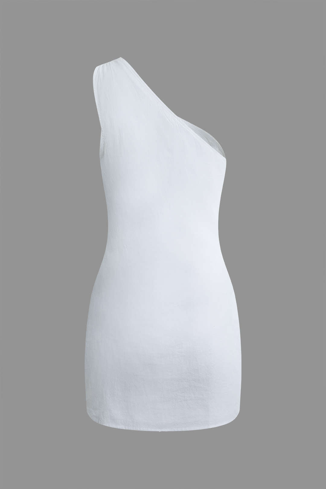 Solid Asymmetrical One Shoulder Mini Dress