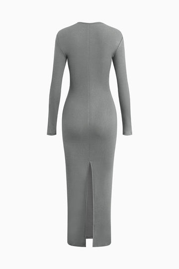 Asymmetrical Neck Slit Maxi Dress