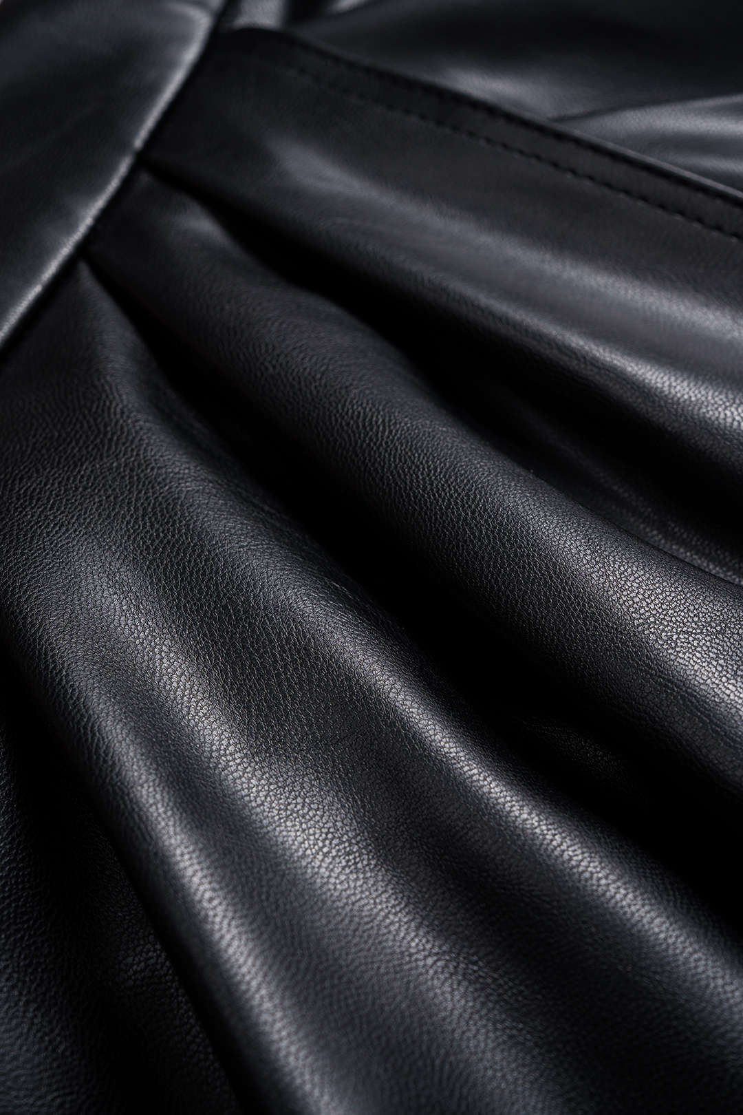 Faux Leather High Slit Ruched Crossed Skirt