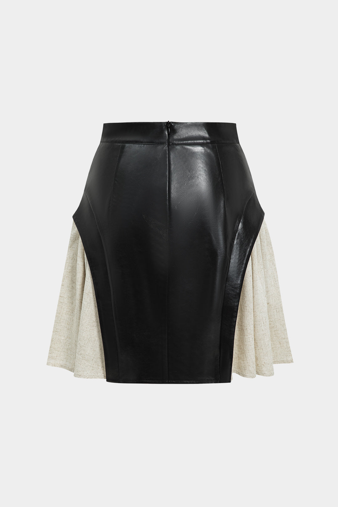 Color Block Patchwork Ruched Zipper Skirt