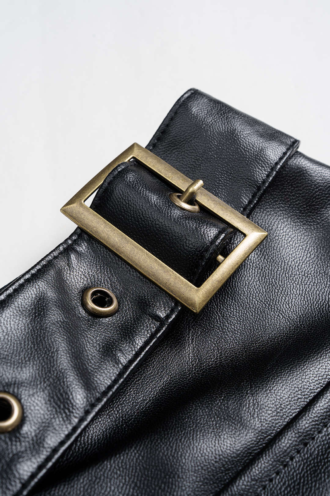 Plus Size Color Block Plaid Print Faux Leather Patchwork Tie-Up Asymmetrical Pocket Skirt