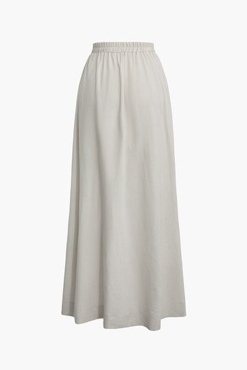 Linen High Waist Maxi Skirt