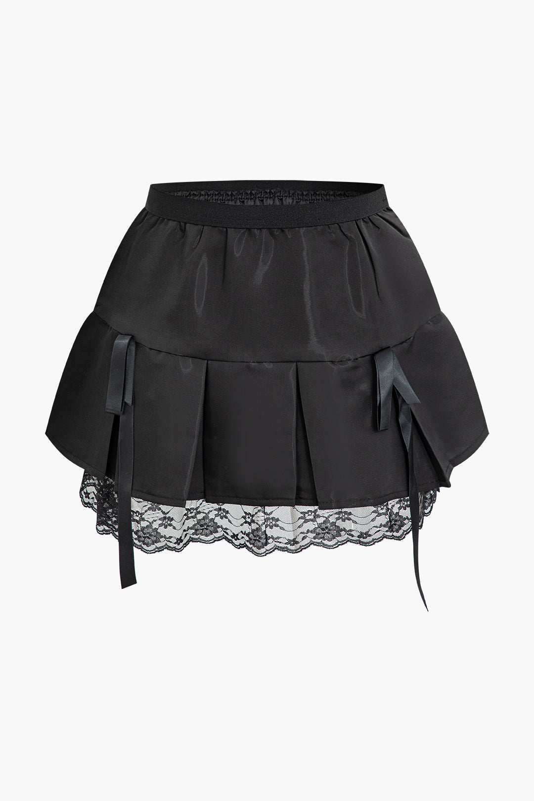 Lace Patchwork Pleated Mini Skirt
