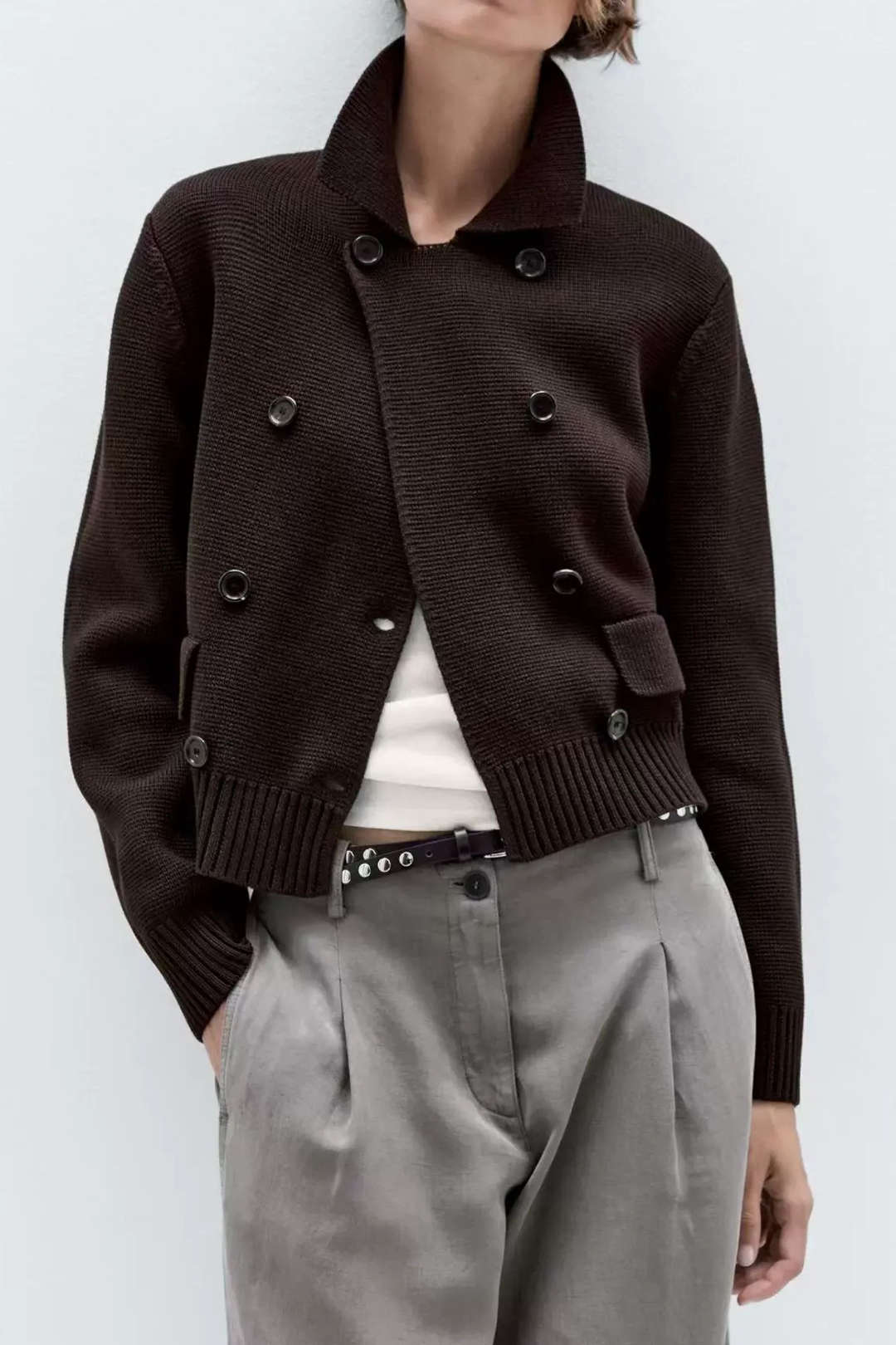 Knit Double Breasted Cardigan