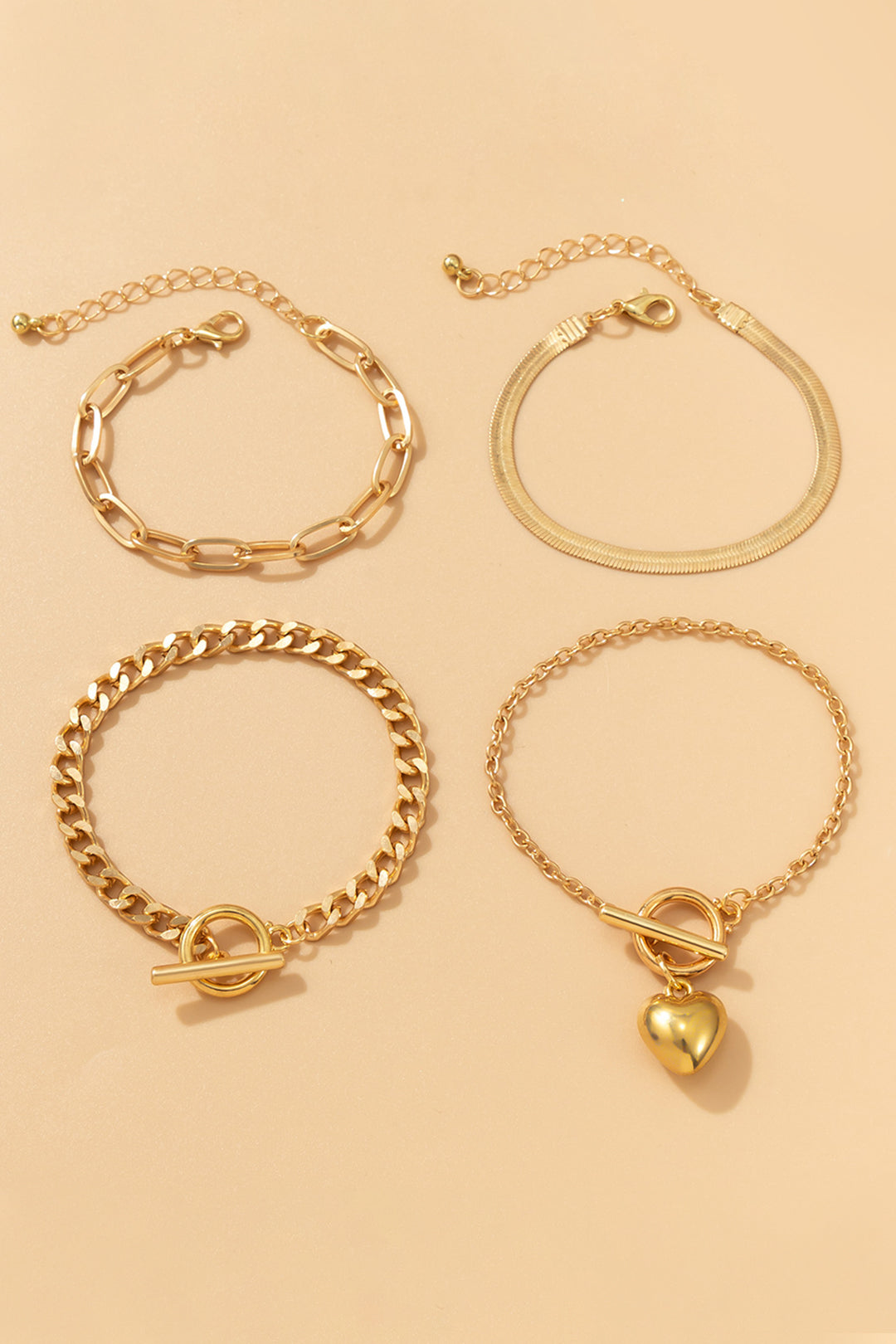 4pc Metal Chain Bracelet Set