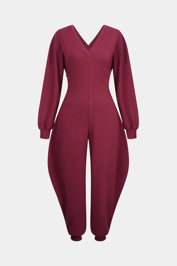 V-Neck Long Sleeve Jumpsuit