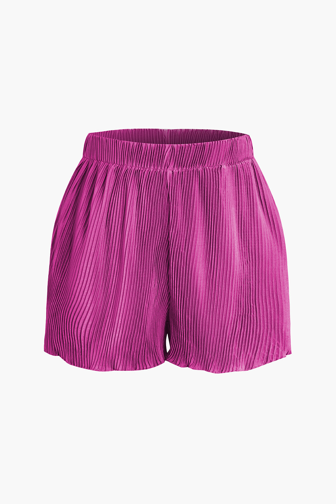 Pleated Button-Up Shirts And Shorts Set