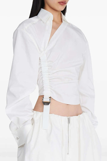 Ruched Drawstring Long-Sleeve Shirt