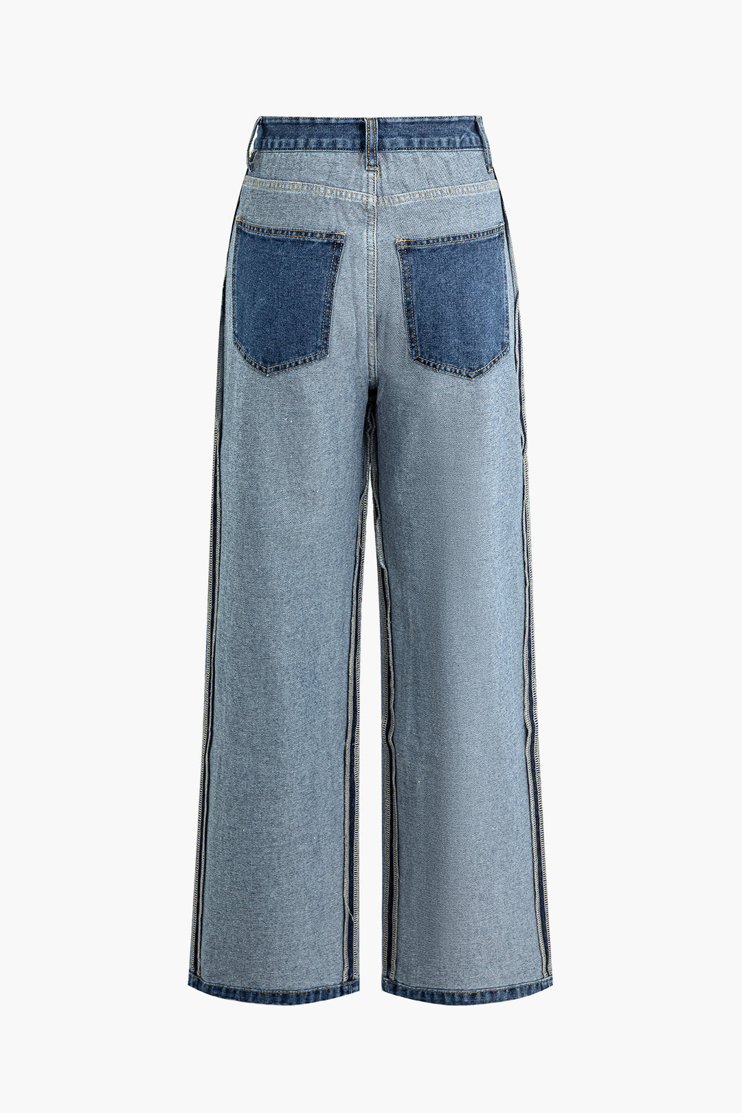 Inside-Out Seam Detail High Waist Straight Leg Jeans