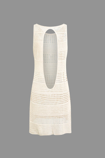 Crochet Sleeveless Cut Out Cover Up