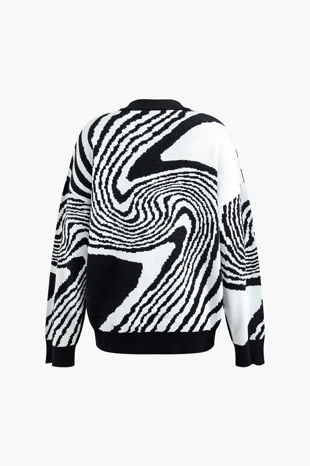 Line Pattern Round Neck Sweater