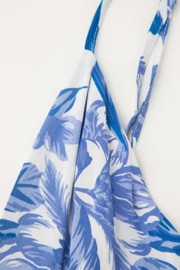 Floral Print V-neck Keyhole Slit Maxi Dress