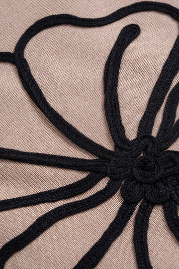 Knit Round Neck Embroidery Long-Sleeve Top And Wide Leg Pants Set