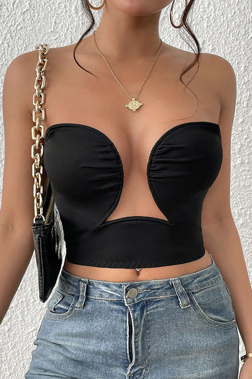 Ruched Open Back Crop Tube Top
