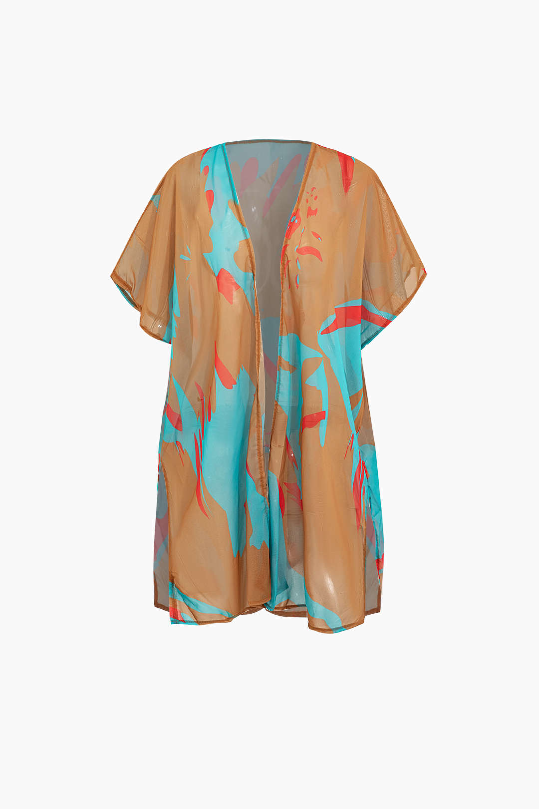 Printed Short Sleeve Beach Cover Up
