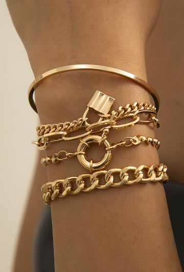 Gold Layered Chain Bracelet Set