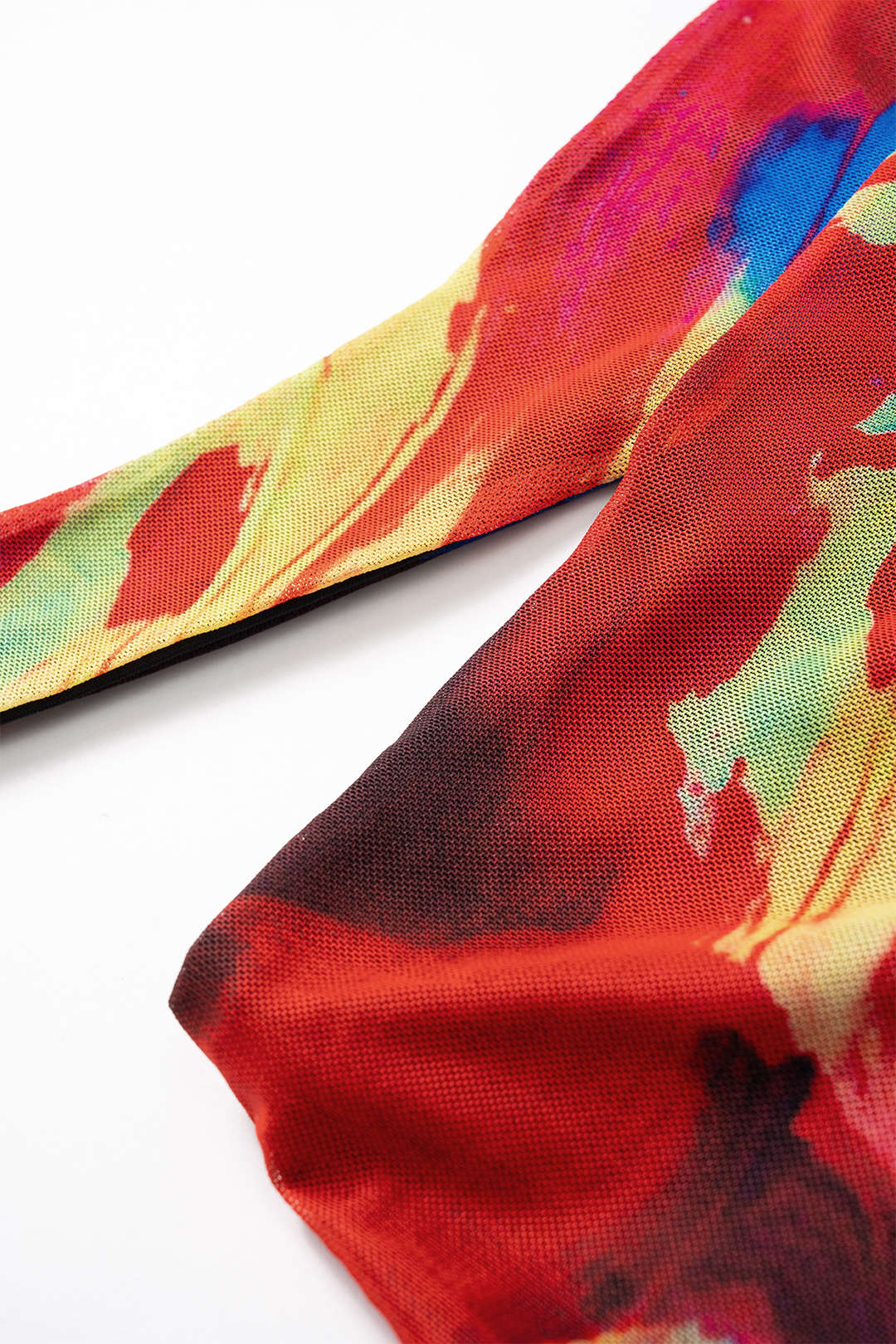 Mesh Abstract Print Cut Out Crossed Skirt