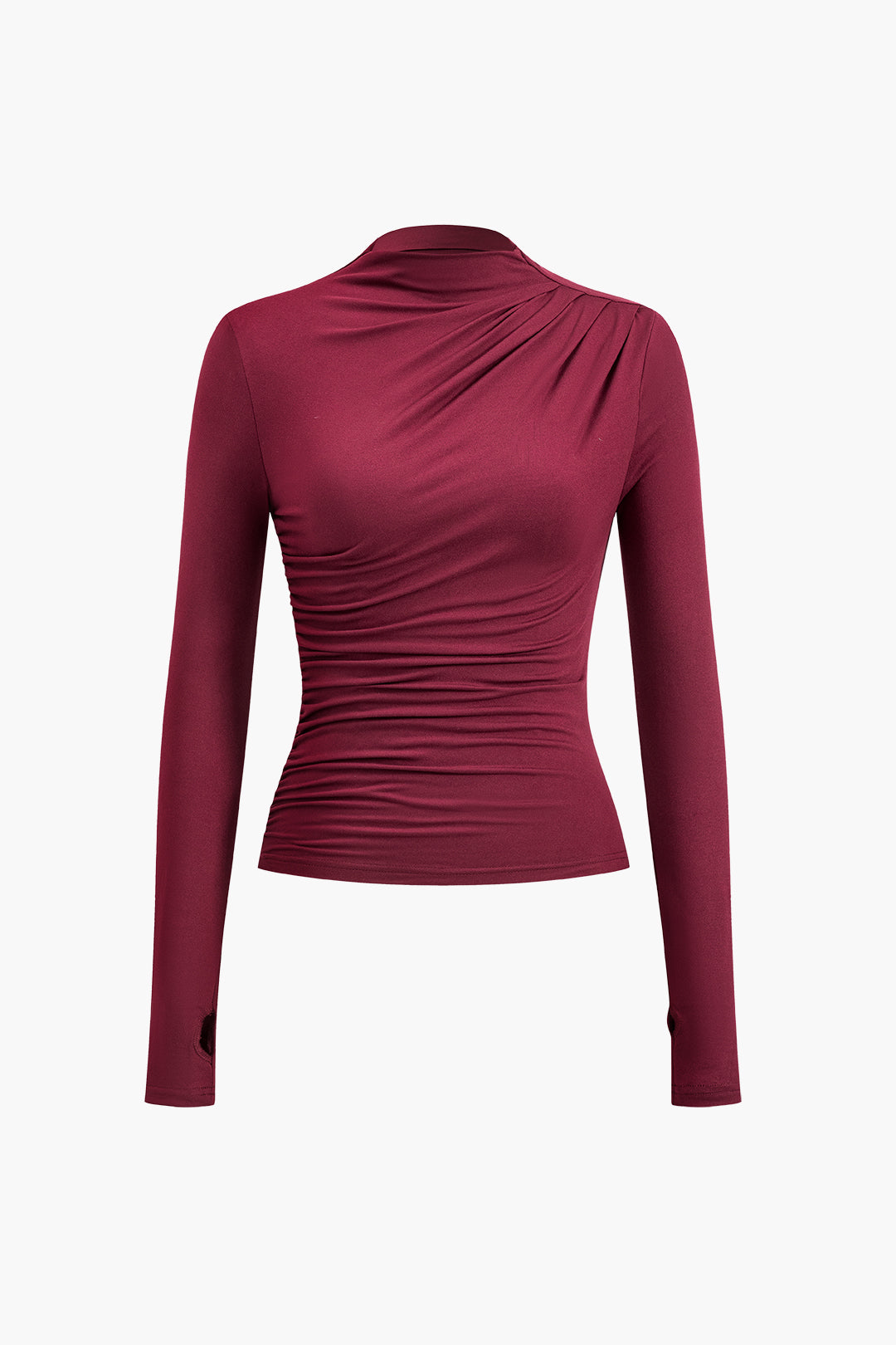 Mock Neck Ruched Longærmet top