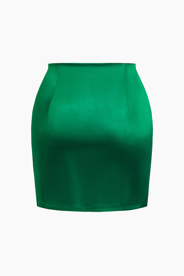 Satin Split Mini Skirt
