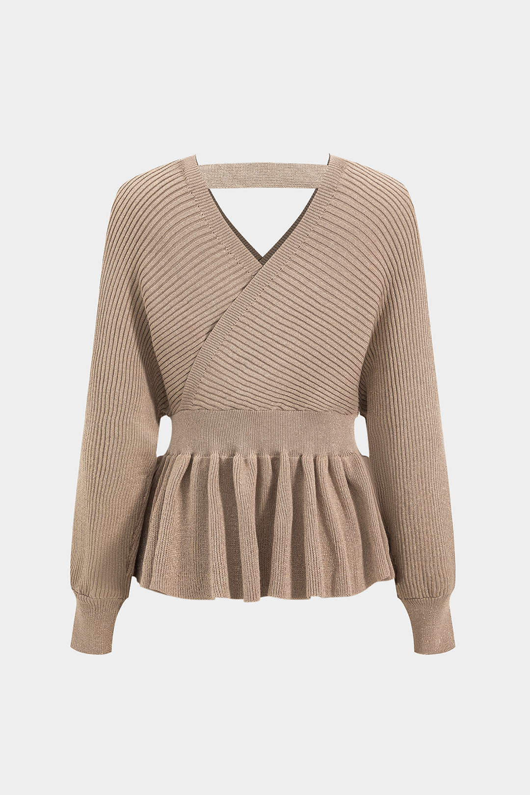 Sweater maħdum ruffle top u sett tal-falda