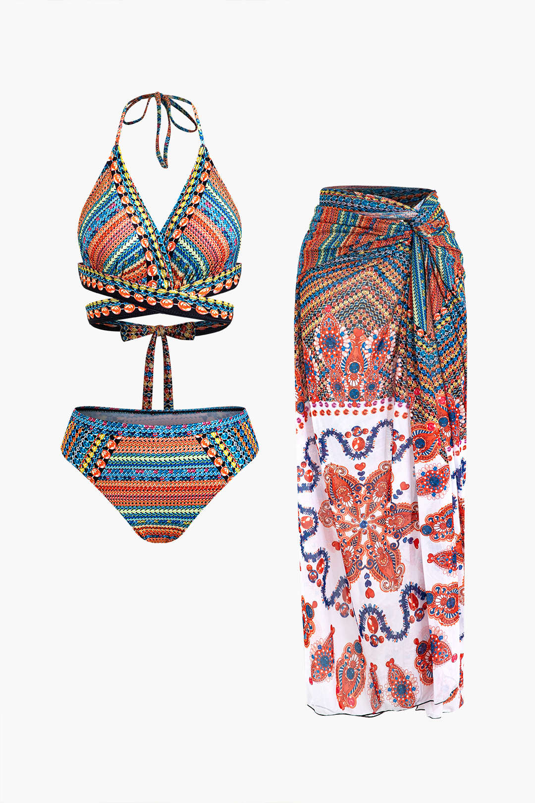 Bohemian Print Swimsuit 3-Piece Sets