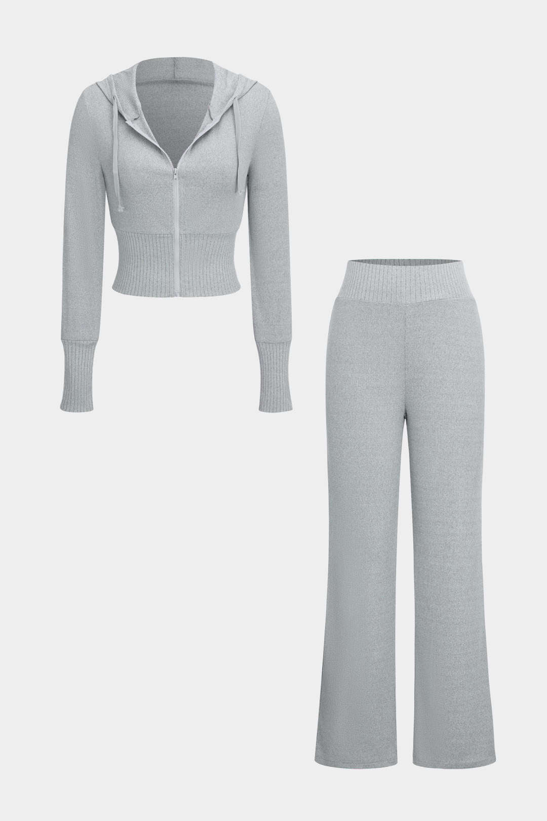 Hooded Zipper Top And Trousers Set