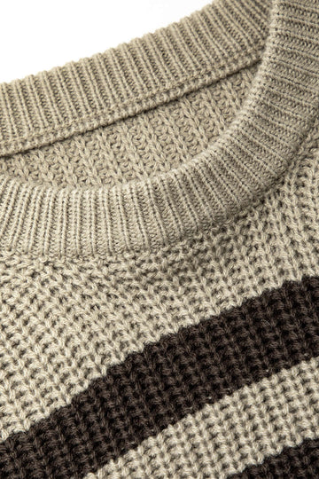 Stripe Round Neck Long Sleeve Knit Sweater