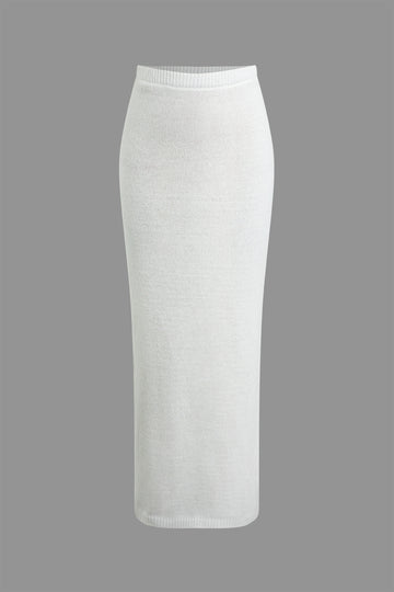 Backless Sleeveless Top and Fitted Knit Skirt Set