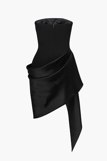 Asymmetrical Strapless Mini Dress