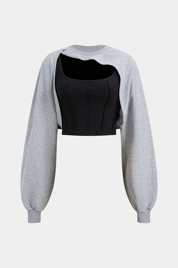Contrast Asymmetrical Long Sleeve Sweatshirt