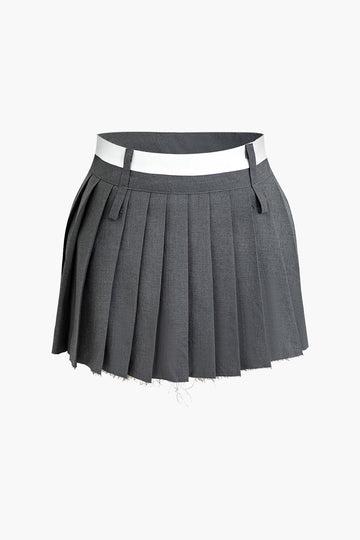 Contrast Pleated Mini Skirt