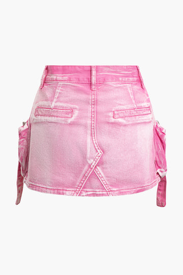 Faded Pocket Denim Mini Skirt