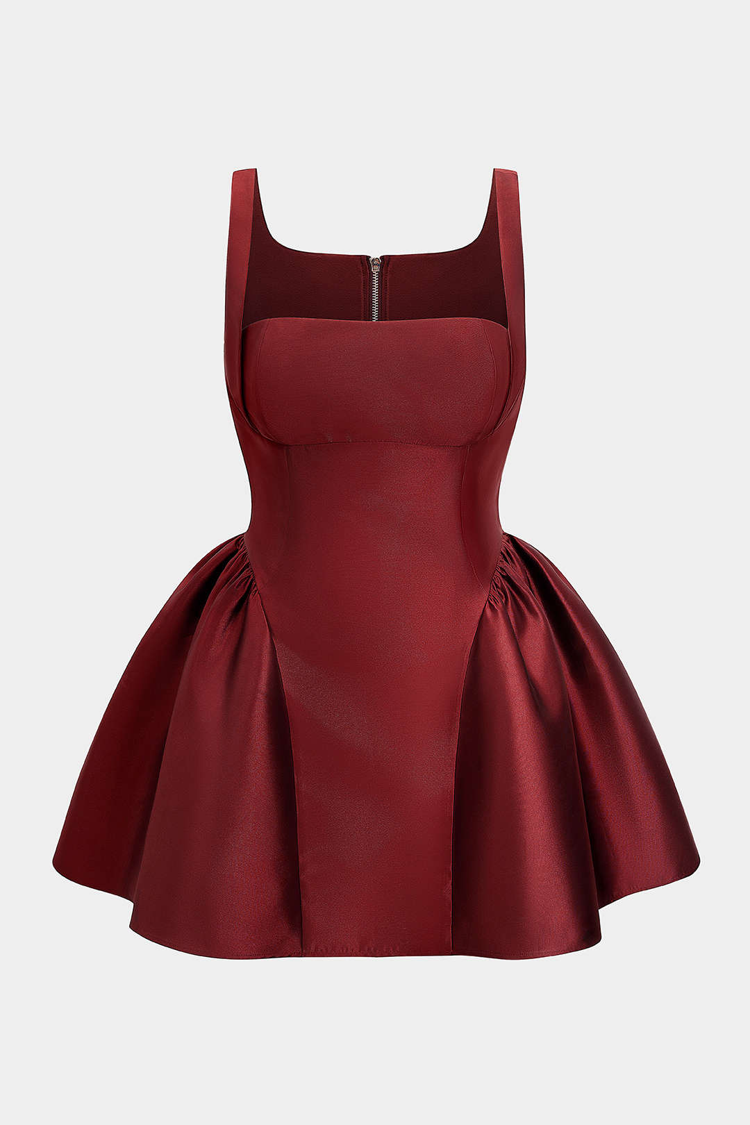 Plus Size Zipper Puff Hem Sleeveless Mini Dress