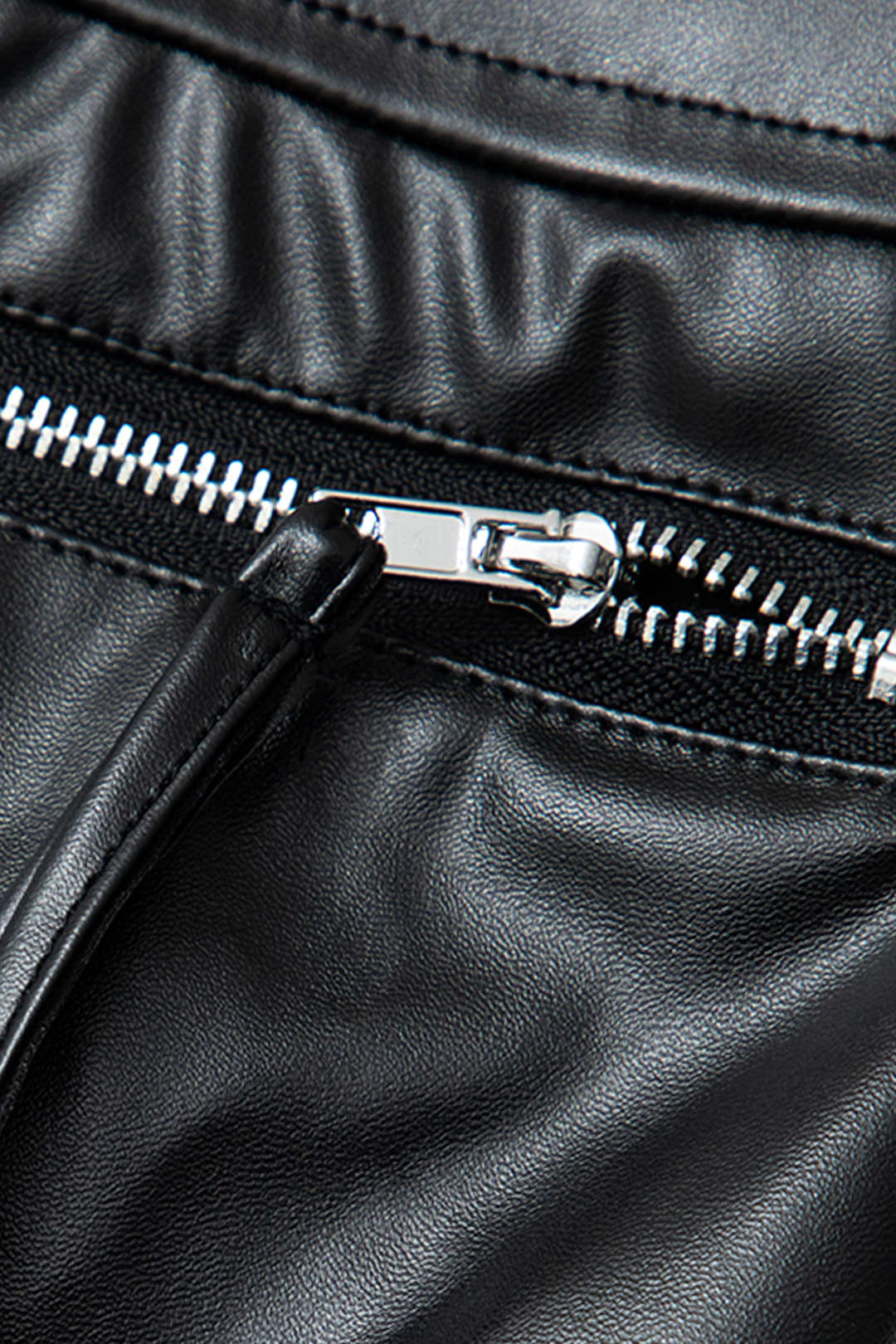 Zipper Pocket Faux Leather Mini Skirt